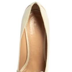 Pre Owned Chloé Off White Canvas Cork Wedge Platform Penny Loafer Pumps Size 41