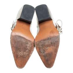 Pre Owned Chloe White Patent Leather Reilly Buckle Embellished Ankle Booties Size 37