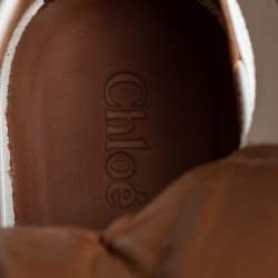 Pre Owned Chloe White Patent Leather Reilly Buckle Embellished Ankle Booties Size 37