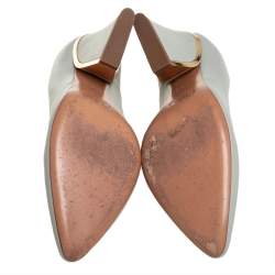 مملوكة مسبقًا Chloe Grey Leather Block Heel Pumps Size 39.5