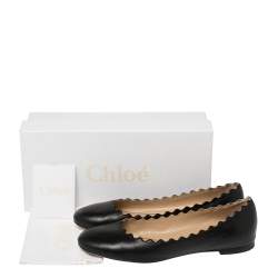 Pre Owned Chloé Black Leather Lauren Ballet Flat Size 39