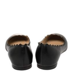 Pre Owned Chloé Black Leather Lauren Ballet Flat Size 39