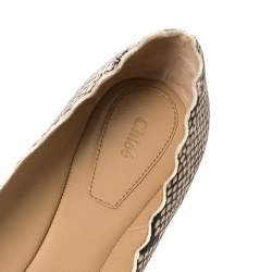 Pre Owned Chloe Black/Beige Python Embossed Leather Lauren Ballet Flats Size 39