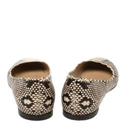 Pre Owned Chloe Black/Beige Python Embossed Leather Lauren Ballet Flats Size 39