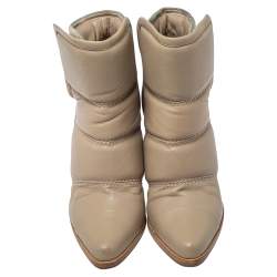 Pre Owned Chloe Beige Quilted Leather Ankle Boots Size 38.5