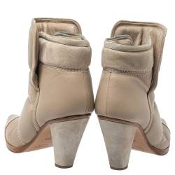 Pre Owned Chloe Beige Quilted Leather Ankle Boots Size 38.5