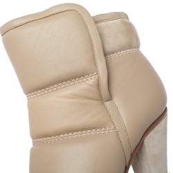 Pre Owned Chloe Beige Quilted Leather Ankle Boots Size 38.5