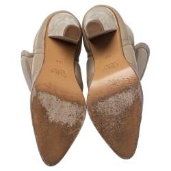 Pre Owned Chloe Beige Quilted Leather Ankle Boots Size 38.5