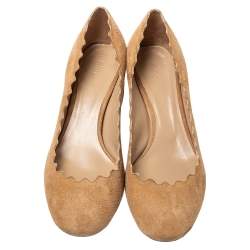 Pre Owned Chloé Beige Suede Lauren Pumps Size 36.5