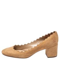 Pre Owned Chloé Beige Suede Lauren Pumps Size 36.5