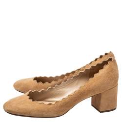 Pre Owned Chloé Beige Suede Lauren Pumps Size 36.5