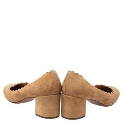 Pre Owned Chloé Beige Suede Lauren Pumps Size 36.5