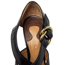 مملوكة مسبقًا صندل كلوي سيور متعاكسة سير كاحل جلد أسود مقاس 38