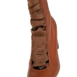 Pre Owned Chloe Tan Leather Harper Mid Calf Boots Size 37.5