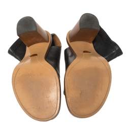 Pre Owned Chloe Black Leather Open Toe Block Heel Ankle Booties Size 38