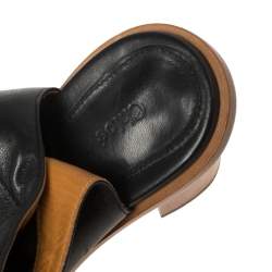 Pre Owned Chloe Black Leather Open Toe Block Heel Ankle Booties Size 38