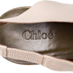 Pre Owned Chloe Beige Leather Wedge Slingback Sandals Size 39