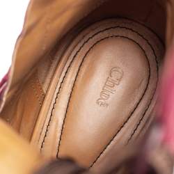 Pre Owned Chloe Burgundy Velvet Harper Mid Calf Boots Size 41