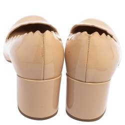 Pre Owned Chloé Beige Patent Leather Scalloped Accent Pumps Size 36