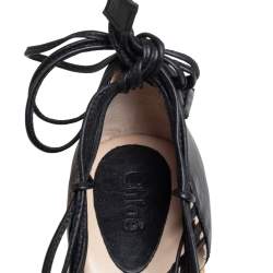Chloe Multicolor Fabric and Leather Ankle Wrap Wedge Espadrilles Sandals Size 38