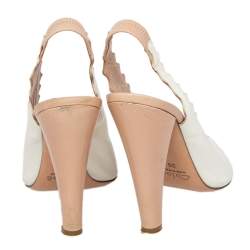 Chloe Cream Leather Slingback Peep Toe Sandals Size 39