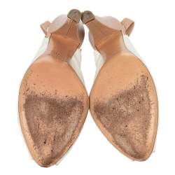 Chloe Cream Leather Slingback Peep Toe Sandals Size 39