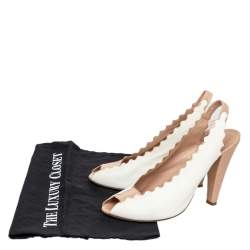 Chloe Cream Leather Slingback Peep Toe Sandals Size 39