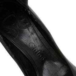 Chloe Black Leather Wedge Platform Ankle Wrap Sandals Size 37
