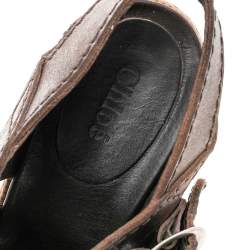 Chloe Brown Leather Open Toe Platform Ankle Strap Sandals Size 38