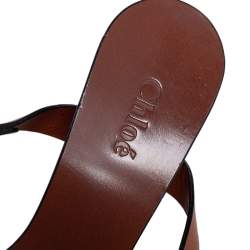 Pre Owned Chloe Brown Leather Ankle Strap  Wedge Platform Sandals Size 36