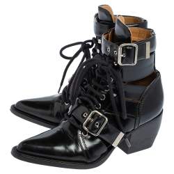 Pre Owned Chloe Black Leather Rylee Ankle Boots Size 36
