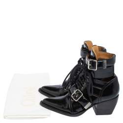 Pre Owned Chloe Black Leather Rylee Ankle Boots Size 36