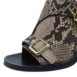 Pre Owned Chloe Brown Python Buckle Mules Size 39