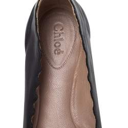 Pre Owned Chloe Black Leather Lauren Ballet Flats Size 35.5