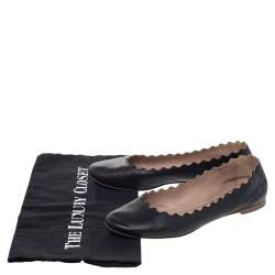 Pre Owned Chloe Black Leather Lauren Ballet Flats Size 35.5