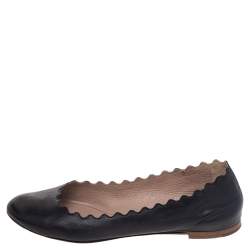 Pre Owned Chloe Black Leather Lauren Ballet Flats Size 35.5