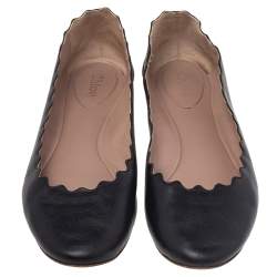 Pre Owned Chloe Black Leather Lauren Ballet Flats Size 35.5
