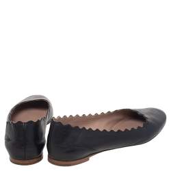 Pre Owned Chloe Black Leather Lauren Ballet Flats Size 35.5