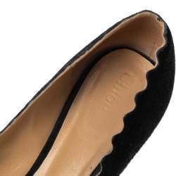 Pre Owned Chloe Black Suede Lauren Scallop Trim Block Heel Pumps Size 38