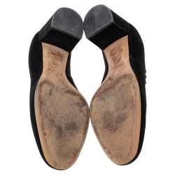 Pre Owned Chloe Black Suede Lauren Scallop Trim Block Heel Pumps Size 38