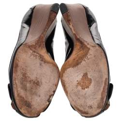 Pre Owned Chloe Black Patent Leather Wedge Pumps Size 36