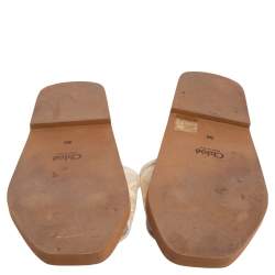 Pre Owned حذاء فلات كلوي دانتيل أبيض مقاس 38