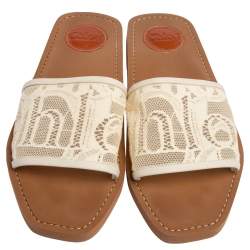 Pre Owned حذاء فلات كلوي دانتيل أبيض مقاس 38