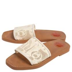 Pre Owned حذاء فلات كلوي دانتيل أبيض مقاس 38