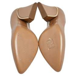 Pre Owned Chloe Beige Textured Leather Beckie Pumps Size 40