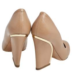 Pre Owned Chloe Beige Textured Leather Beckie Pumps Size 40