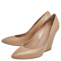 Pre Owned Chloe Beige Textured Leather Beckie Pumps Size 40