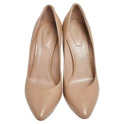 Pre Owned Chloe Beige Textured Leather Beckie Pumps Size 40