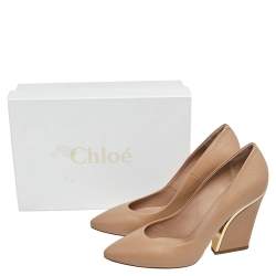 Pre Owned Chloe Beige Textured Leather Beckie Pumps Size 40