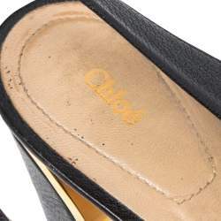 Pre Owned صندل كلوي جلد أسود فتحة كعب مقاس 40